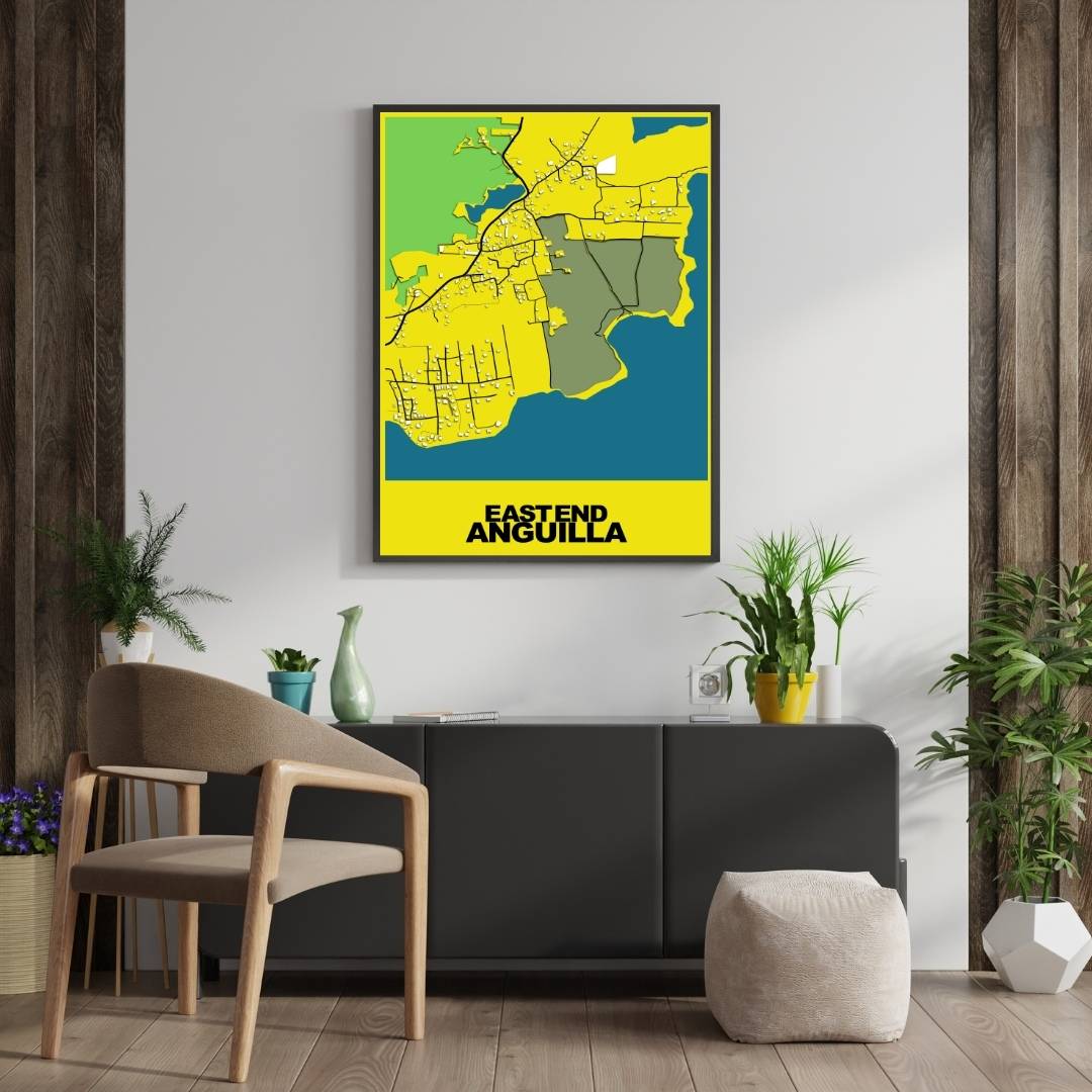 COLOURED ROAD MAP OF EAST END, ANGUILLA BY MAPBAKES