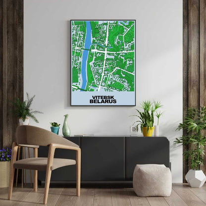 COLOURED ROAD MAP OF VITEBSK, BELARUS BY MAPBAKES