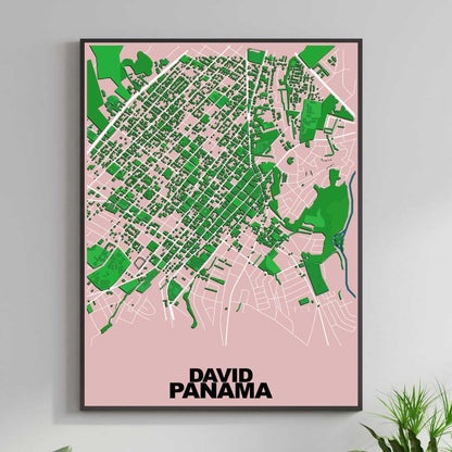 COLOURED ROAD MAP OF DAVID, PANAMA BY MAPBAKES