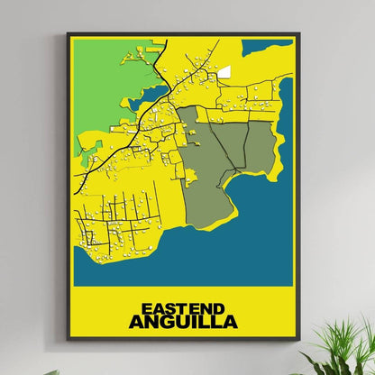 COLOURED ROAD MAP OF EAST END, ANGUILLA BY MAPBAKES