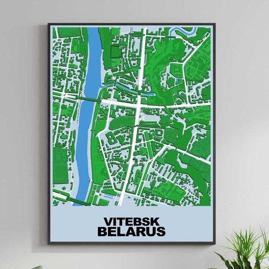 COLOURED ROAD MAP OF VITEBSK, BELARUS BY MAPBAKES