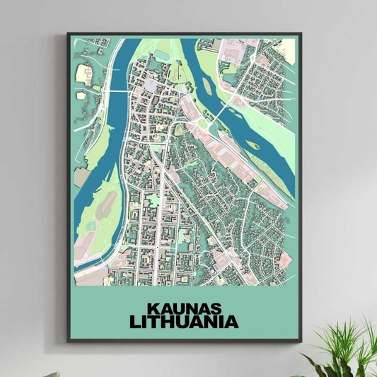 COLOURED ROAD MAP OF KAUNAS, LITHUANIA BY MAPBAKES