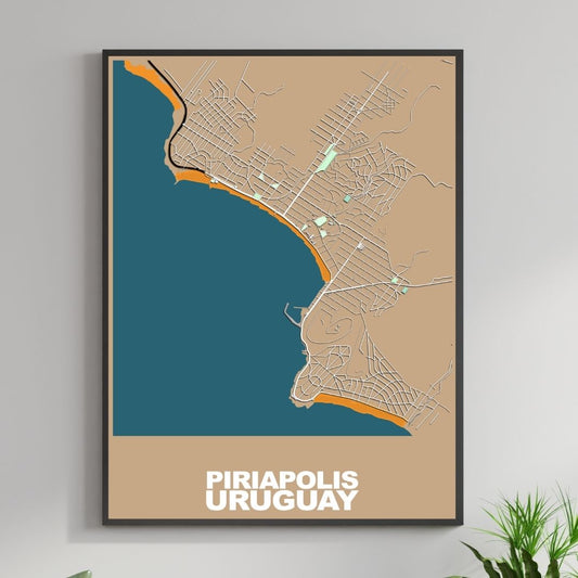 COLOURED ROAD MAP OF PIRIAPOLIS, URUGUAY BY MAPBAKES