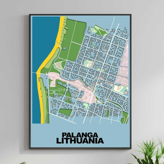 COLOURED ROAD MAP OF PALANGA, LITHUANIA BY MAPBAKES