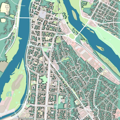 COLOURED ROAD MAP OF KAUNAS, LITHUANIA BY MAPBAKES