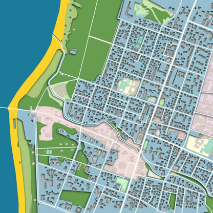 COLOURED ROAD MAP OF PALANGA, LITHUANIA BY MAPBAKES