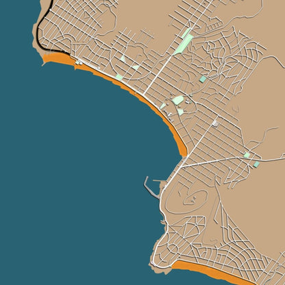 COLOURED ROAD MAP OF PIRIAPOLIS, URUGUAY BY MAPBAKES