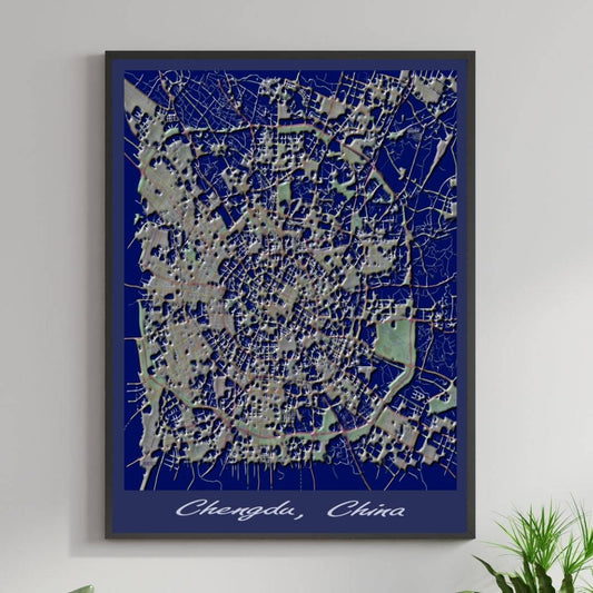 COLOURED ROAD MAP OF CHENGDU, CHINA BY MAPBAKES