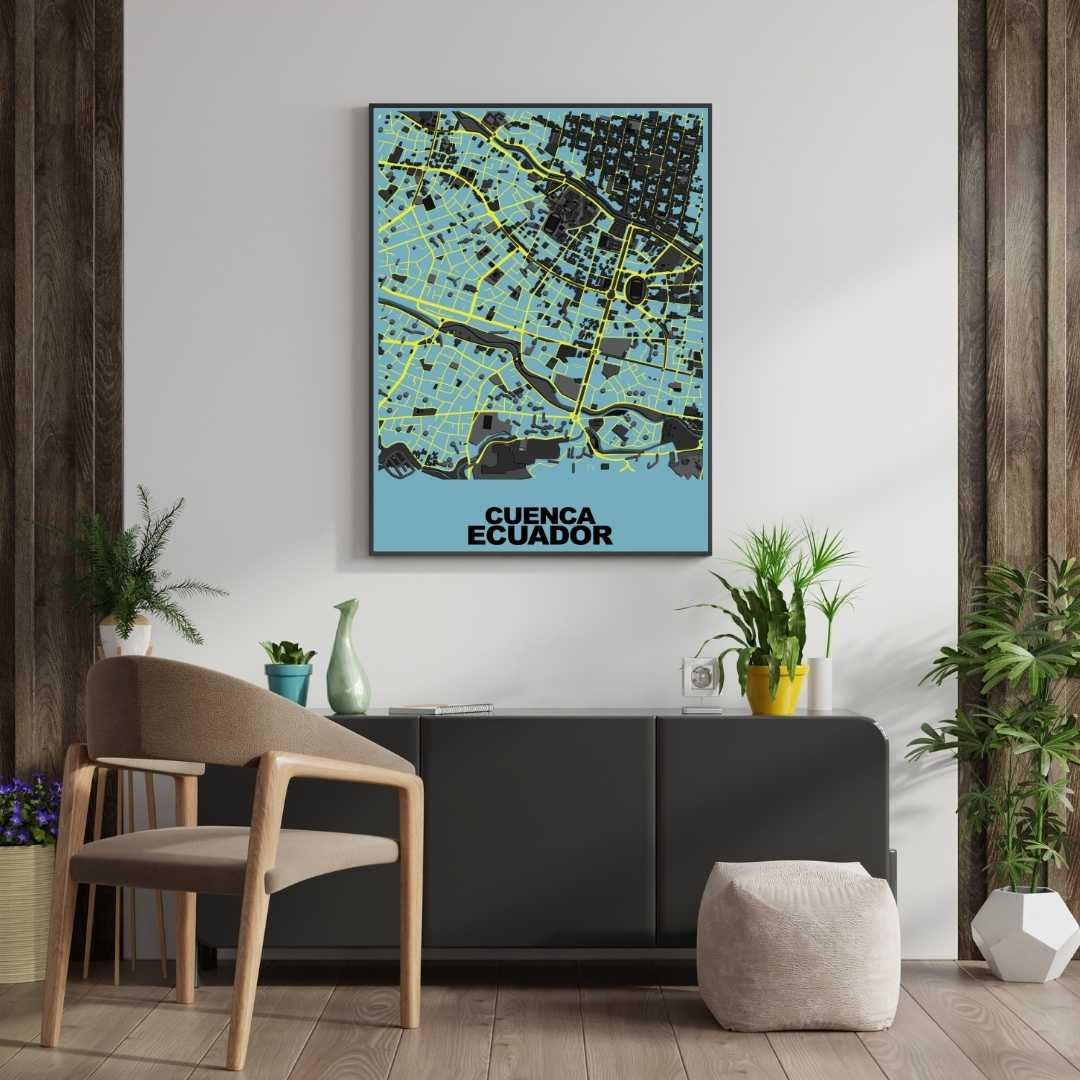 COLOURED ROAD MAP OF CUENCA, ECUADOR BY MAPBAKES
