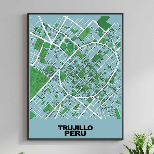 COLOURED ROAD MAP OF TRUJILLO, PERU BY MAPBAKES