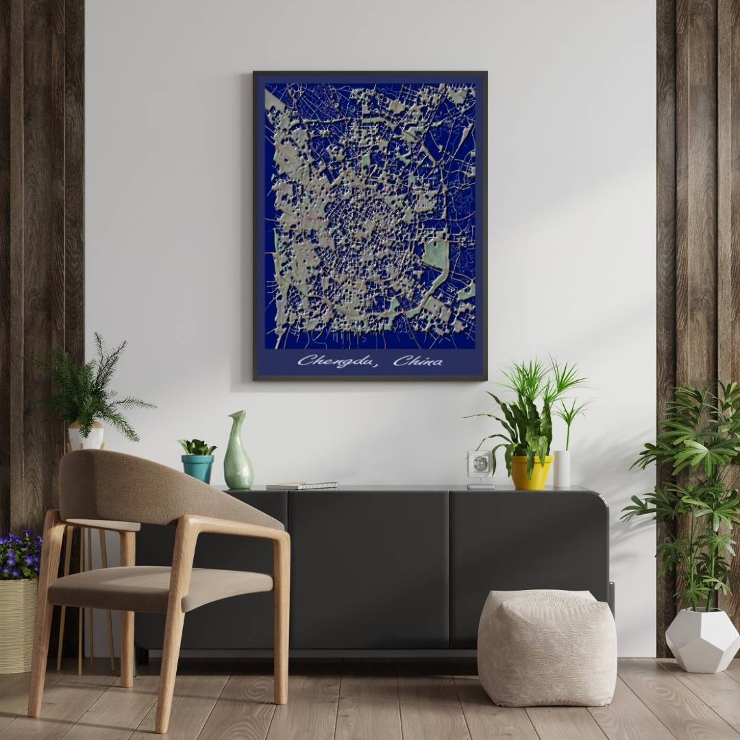 COLOURED ROAD MAP OF CHENGDU, CHINA BY MAPBAKES