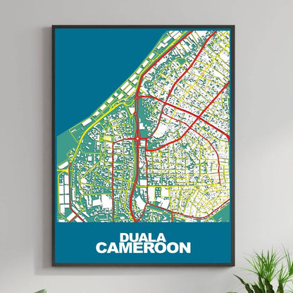 COLOURED ROAD MAP OF DUALA, CAMEROON BY MAPBAKES