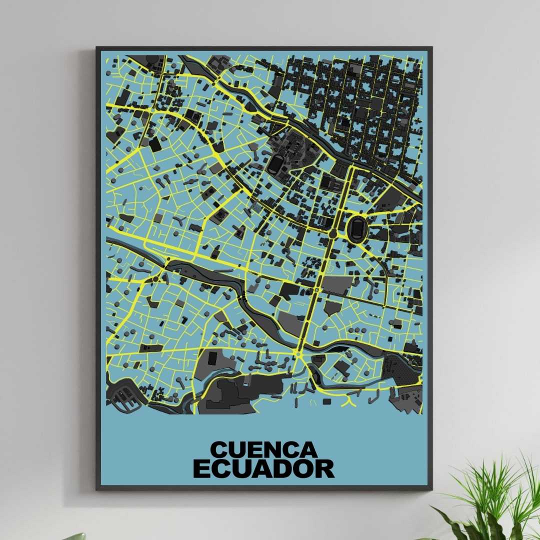 COLOURED ROAD MAP OF CUENCA, ECUADOR BY MAPBAKES