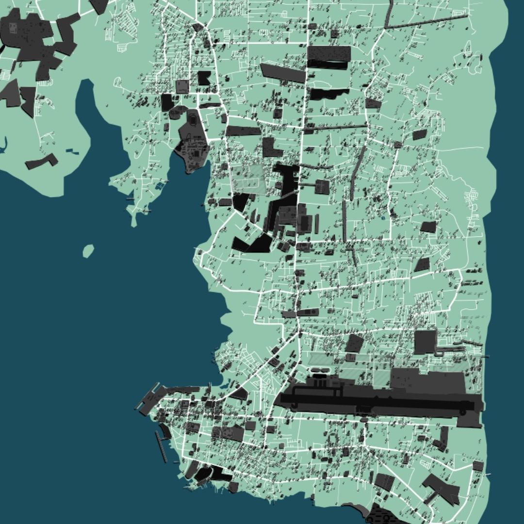 COLOURED ROAD MAP OF PURTO PRINCESA, PHILIPPINES BY MAPBAKES