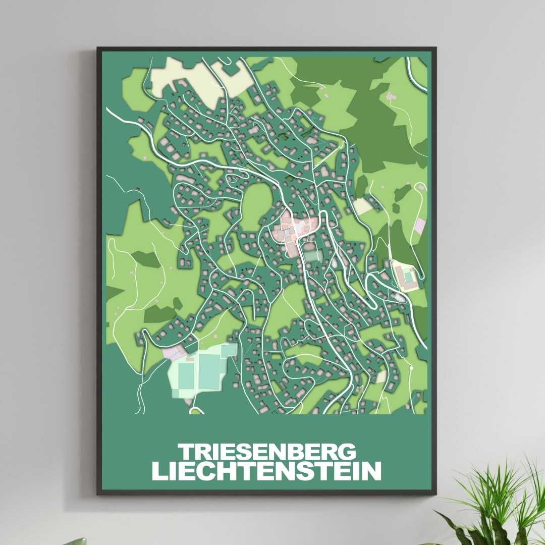 COLOURED ROAD MAP OF TRIESENBERG, LIECHTENSTEIN BY MAPBAKES