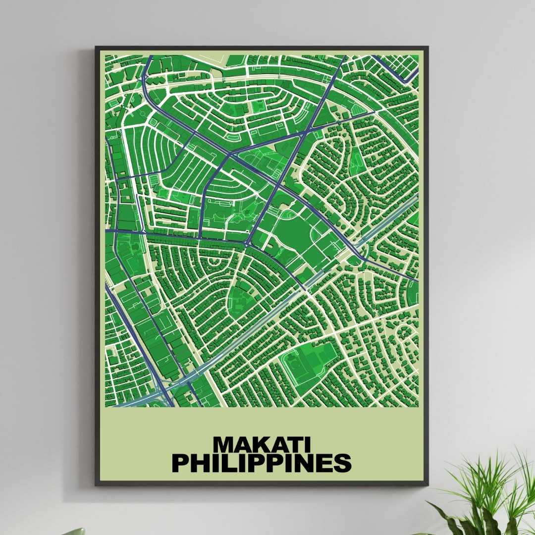 COLOURED ROAD MAP OF MAKATI, PHILIPPINES BY MAPBAKES