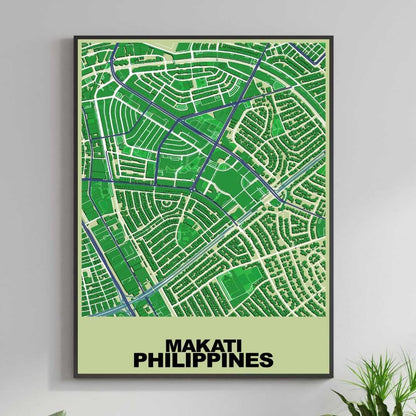 COLOURED ROAD MAP OF MAKATI, PHILIPPINES BY MAPBAKES