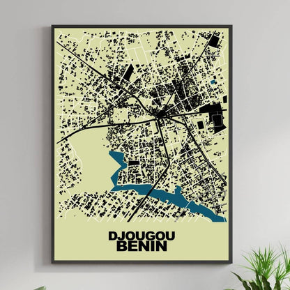 COLOURED ROAD MAP OF DJOUGOU, BENIN BY MAPBAKES