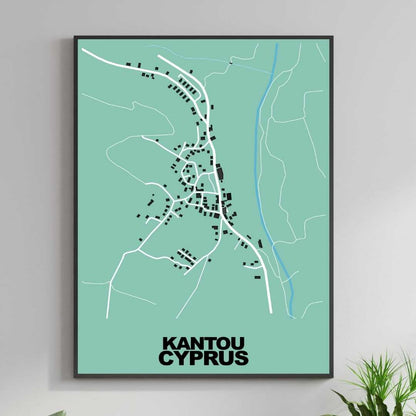 COLOURED ROAD MAP OF KANTOU, CYPRUS BY MAPBAKES