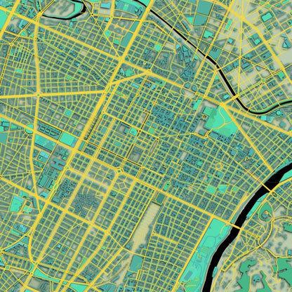 COLOURED ROAD MAP OF TURIN, ITALY BY MAPBAKES