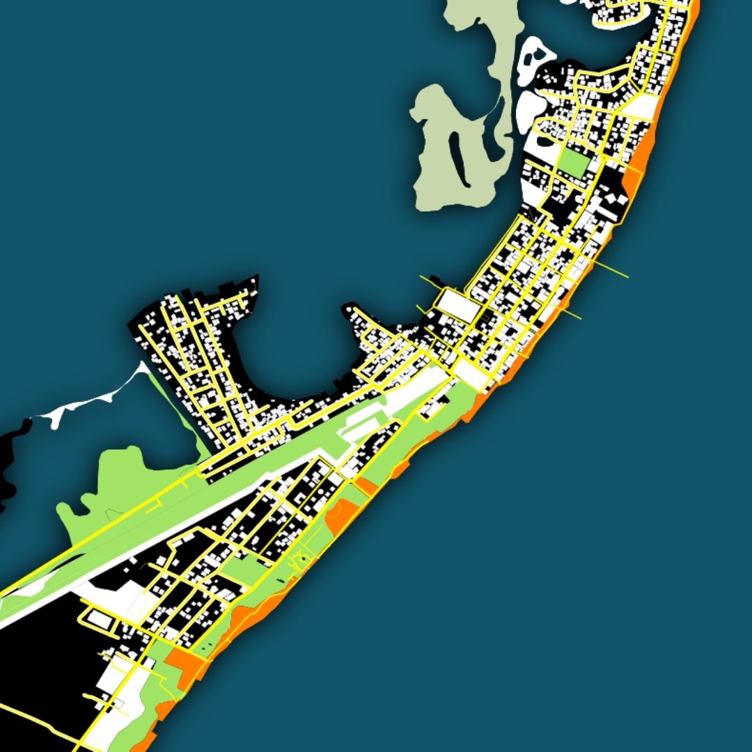 COLOURED ROAD MAP OF SAN PEDRO, BELIZE BY MAPBAKES