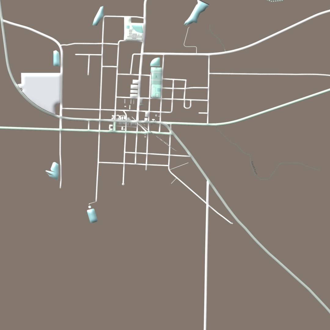 COLOURED ROAD MAP OF DOERUN, GEORGIA BY MAPBAKES