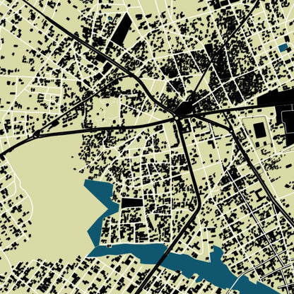 COLOURED ROAD MAP OF DJOUGOU, BENIN BY MAPBAKES