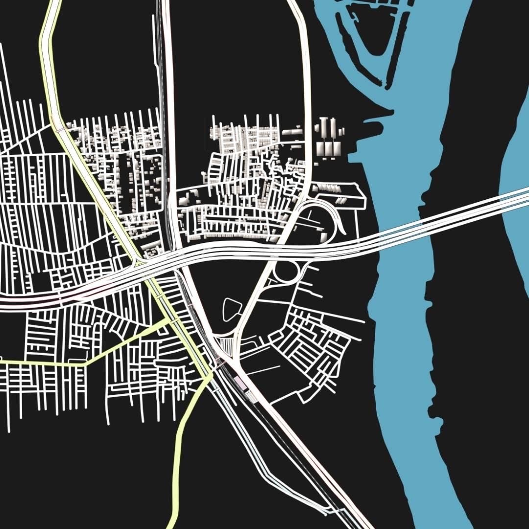 COLOURED ROAD MAP OF GIZA, EGYPT BY MAPBAKES