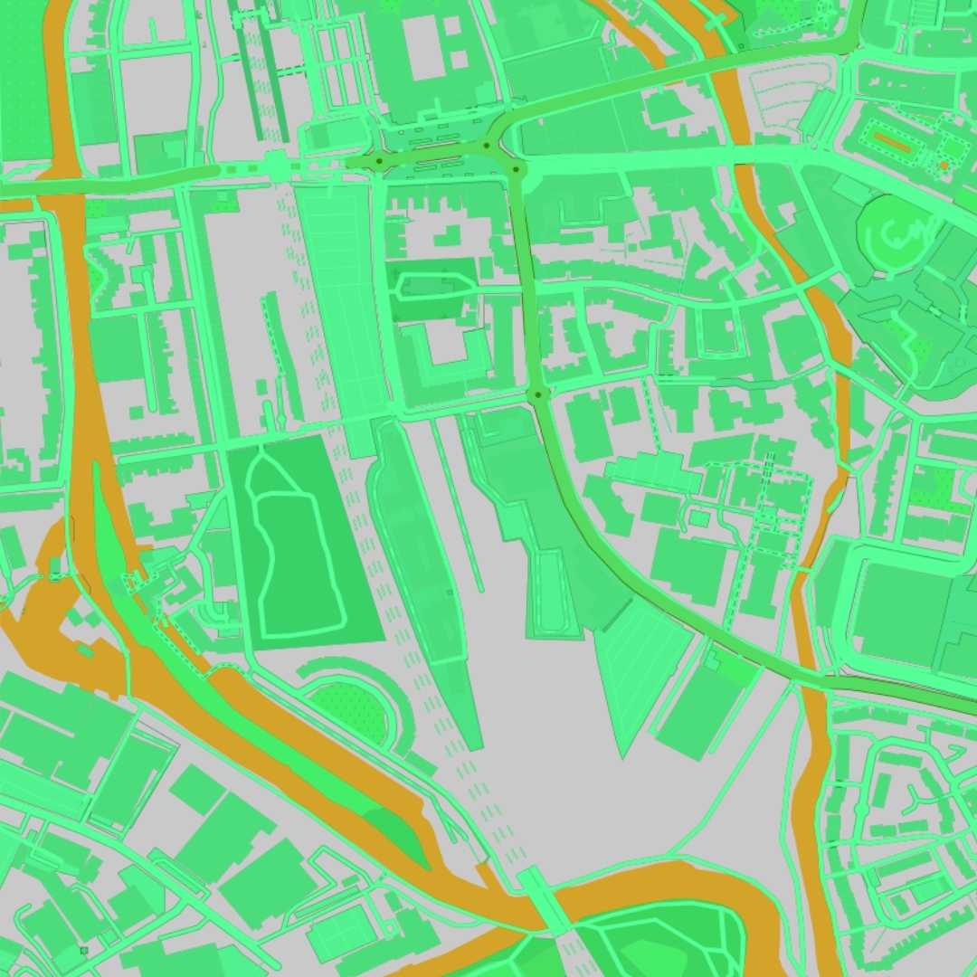 COLOURED ROAD MAP OF OXFORD, ENGLAND BY MAPBAKES