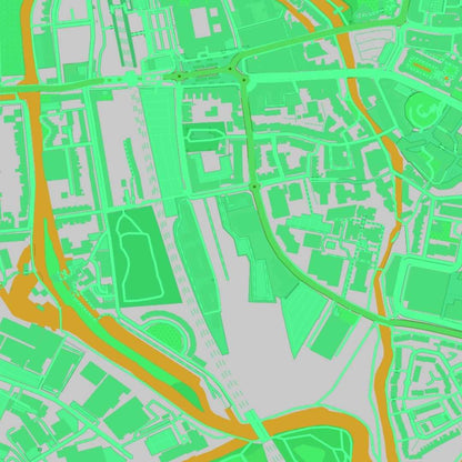 COLOURED ROAD MAP OF OXFORD, ENGLAND BY MAPBAKES