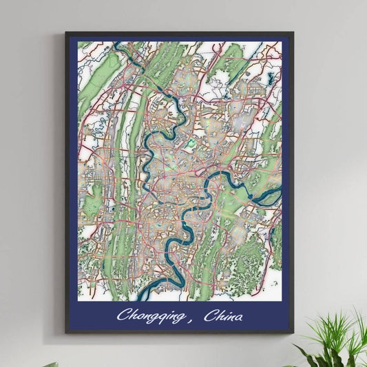 COLOURED ROAD MAP OF CHONGQING, CHINA BY MAPBAKES