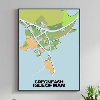 COLOURED ROAD MAP OF CREGNEASH, ISLE OF MAN BY MAPBAKES