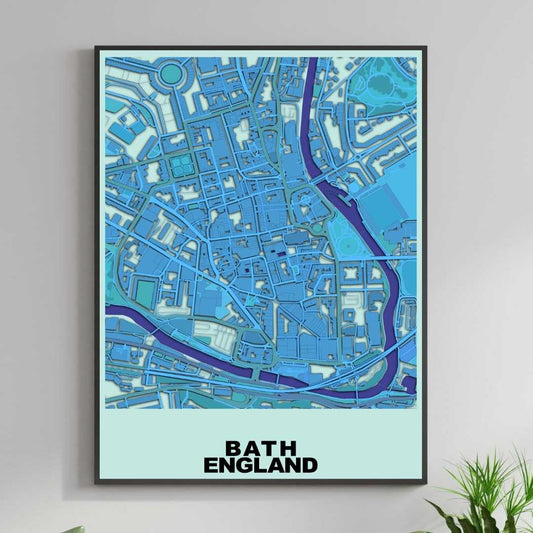 COLOURED ROAD MAP OF BATH, ENGLAND BY MAPBAKES