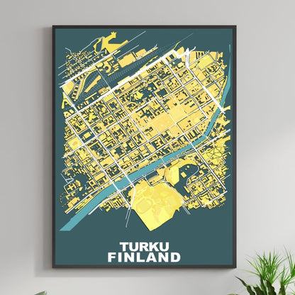 COLOURED ROAD MAP OF TURKU, FINLAND BY MAPBAKES