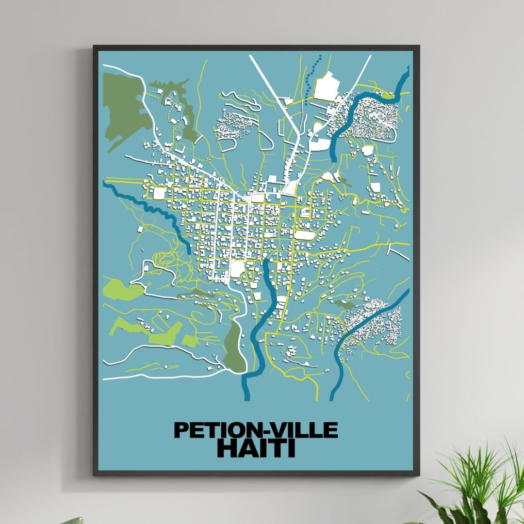 COLOURED ROAD MAP OF PETION-VILLE, HAITI BY MAPBAKES