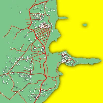 COLOURED ROAD MAP OF DOMONI, COMOROS BY MAPBAKES