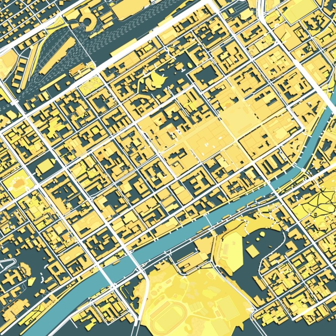 COLOURED ROAD MAP OF TURKU, FINLAND BY MAPBAKES