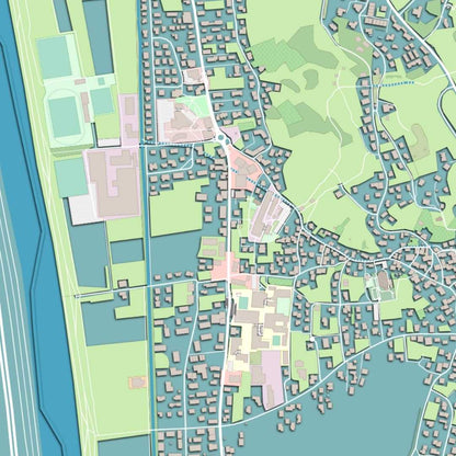 COLOURED ROAD MAP OF TRIESEN, LIECHTENSTEIN BY MAPBAKES