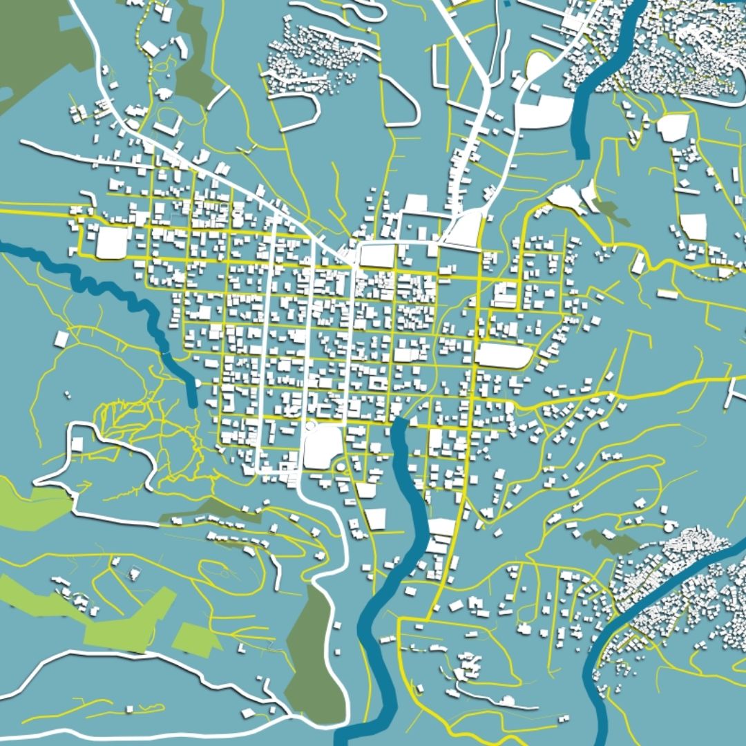 COLOURED ROAD MAP OF PETION-VILLE, HAITI BY MAPBAKES