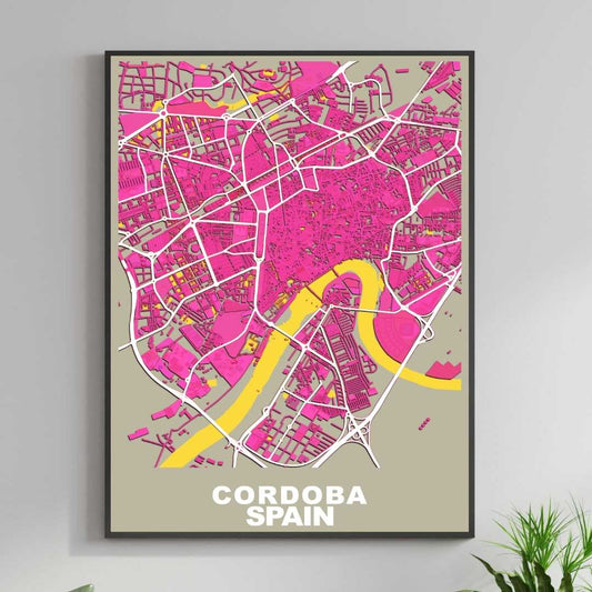 COLOURED ROAD MAP OF CORDOBA, SPAIN BY MAPBAKES