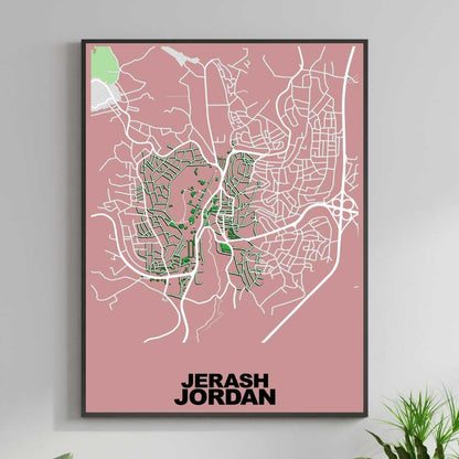 COLOURED ROAD MAP OF JERASH, JORDAN BY MAPBAKES