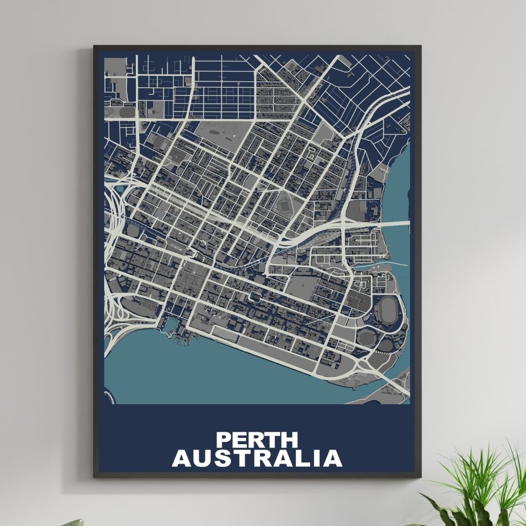 COLOURED ROAD MAP OF PERTH, AUSTRALIA BY MAPBAKES