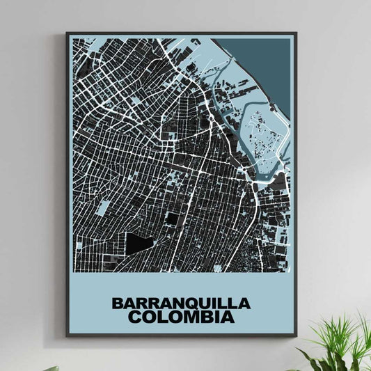 COLOURED ROAD MAP OF BARRANQUILLA, COLOMBIA BY MAPBAKES