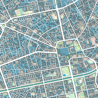 COLOURED ROAD MAP OF TIRANA, ALBANIA BY MAPBAKES