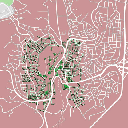 COLOURED ROAD MAP OF JERASH, JORDAN BY MAPBAKES