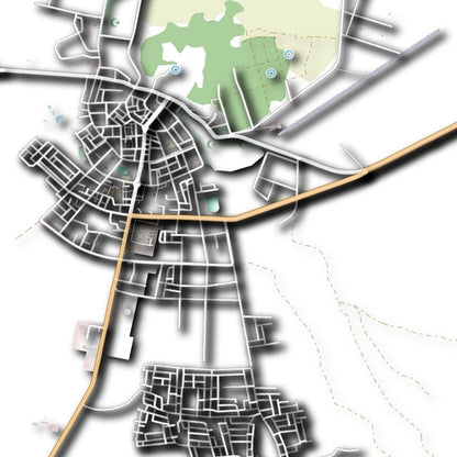 COLOURED ROAD MAP OF GADAMIS, LIBYA BY MAPBAKES