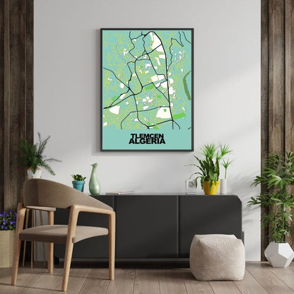 COLOURED ROAD MAP OF TLEMCEN, ALGERIA BY MAPBAKES