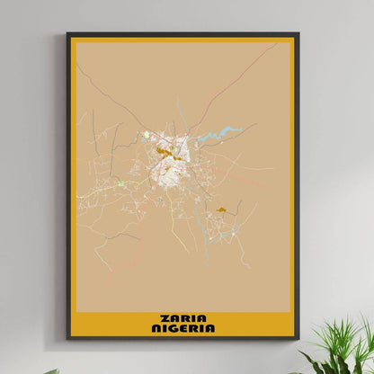 COLOURED ROAD MAP OF ZARIA, NIGERIA BY MAPBAKES