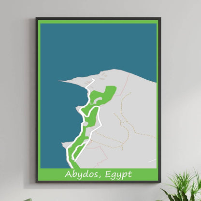 COLOURED ROAD MAP OF ABYDOS, EGYPT BY MAPBAKES