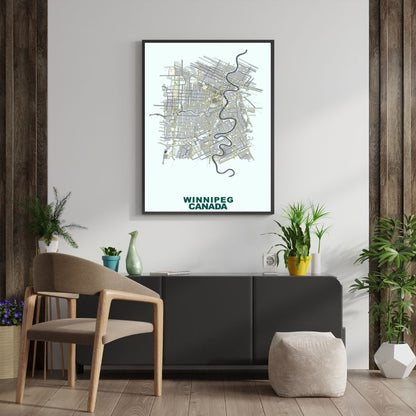 COLOURED ROAD MAP OF WINNIPEG, CANADA BY MAPBAKES